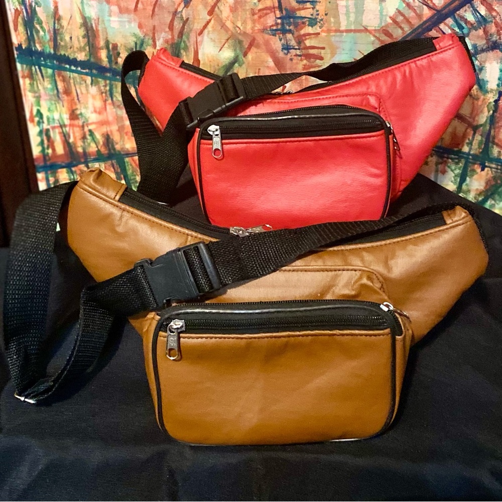 Unisex (Men's and Women’s) Red and Brown Belt Bags